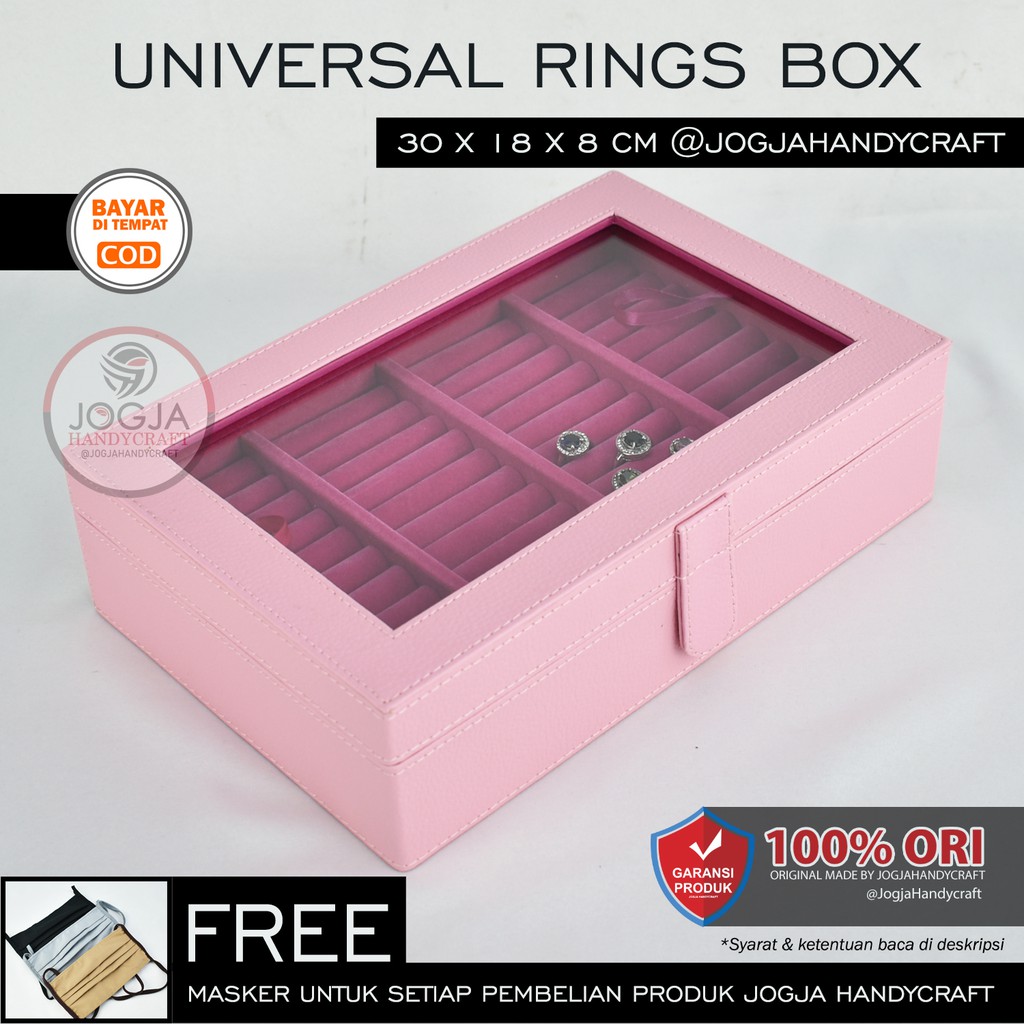 Exclusive Baby Pink Universal Ring Box Organizer - Kotak Tempat Cincin / Display cincin