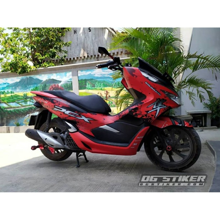 Striping Full Body PCX 150 Lokal Merah Kanji Splash DG Stiker