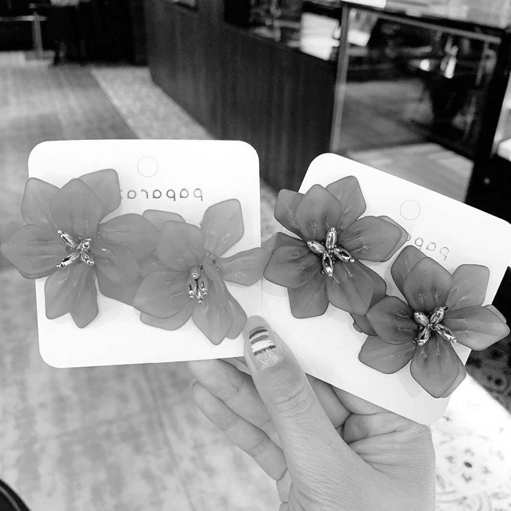 Agustinina Studs Earrings Pesta Liburan Temperamen Manis Warna Orange Putih Hijau Resin Akrilik Kepribadian Kelopak Hadiah Untuk Wanita Perempuan 1pasang Perhiasan