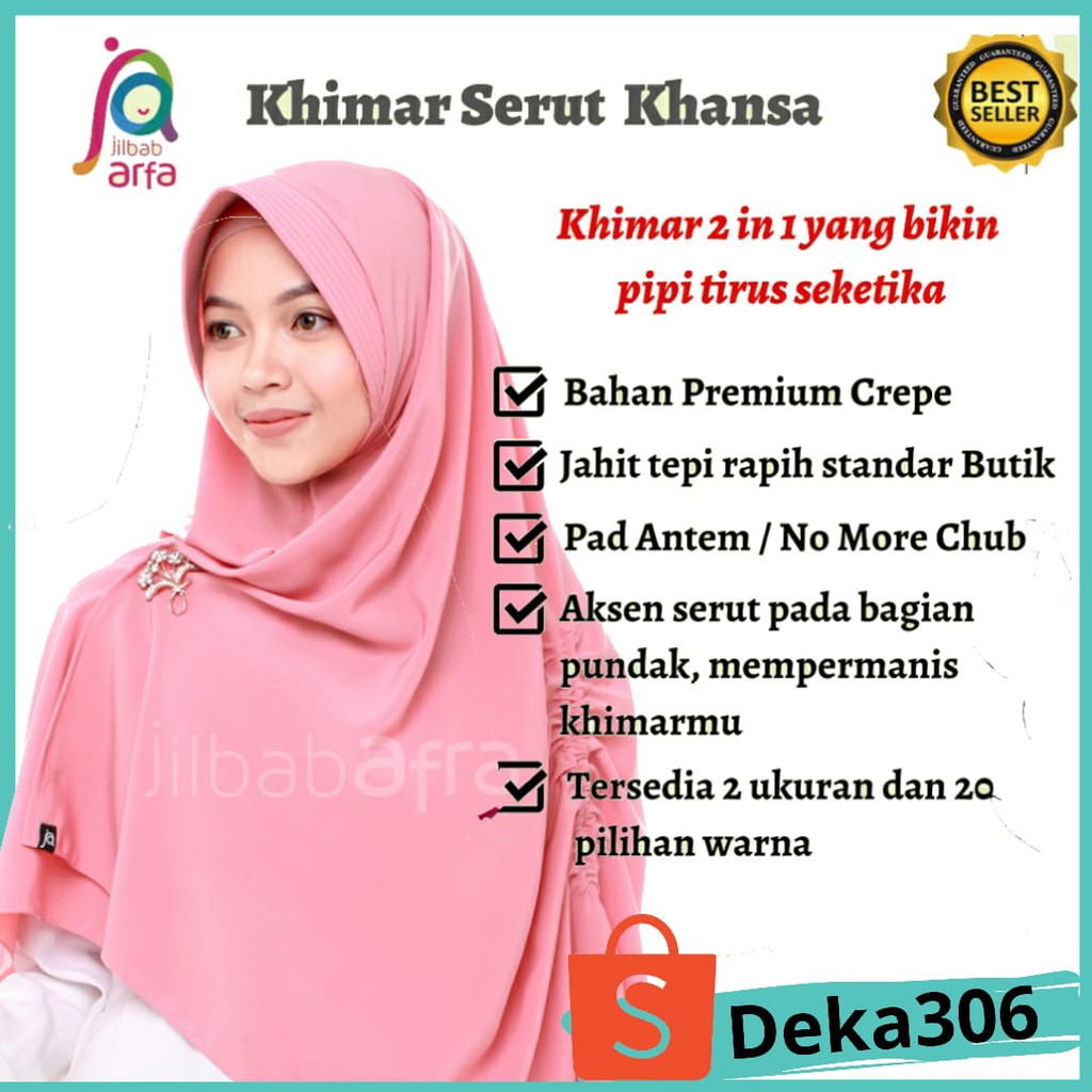 CLEARANCE SALE Khansa Size L Khimar syari tali - khimar jumbo pet antem - jilbab instan tali