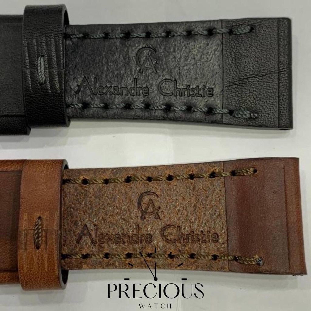 STRAP AC / TALI ALEXANDRE CHRISTIE KULIT KALEP LEATHER 30 MM WARNA COKLAT/HITAM original