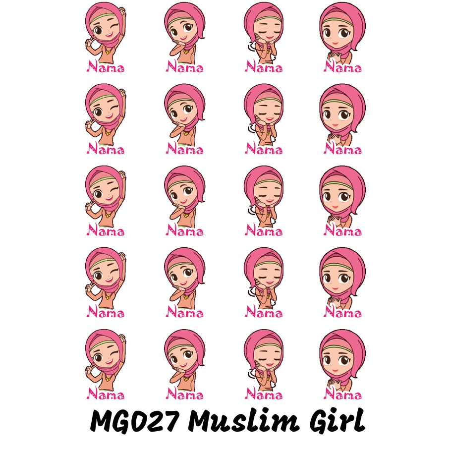 

Sticker Nama Cutting Label Waterproof Tahan Air Muslim Girl 27 (MG027)