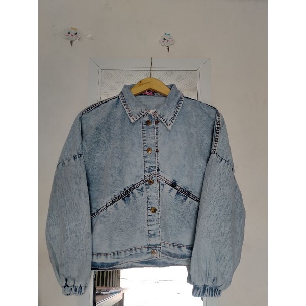 JAKET JEANS OVERSIZE LENGAN BALON / JAKET JEANS OVERSIZE VINTAGE/ JACKET JEANS TEBAL/ JACKET JEANS JUMBO/Pakaian Outerwear Zilva Jaket Jeans Fashion Wanita