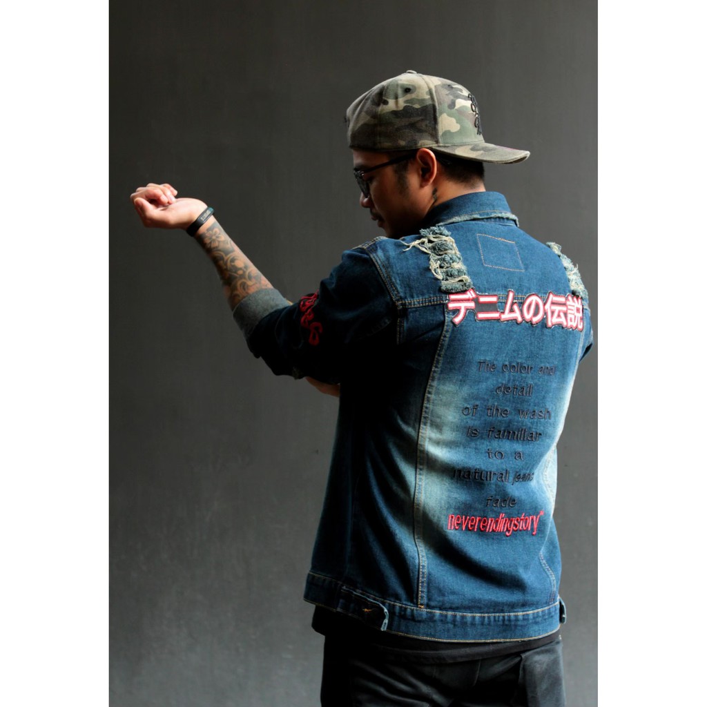 Seri ILRJJ232 Jacket Japanese Ripped jeans pria distro jaket ripped jeans Bio thing Legend of Denim