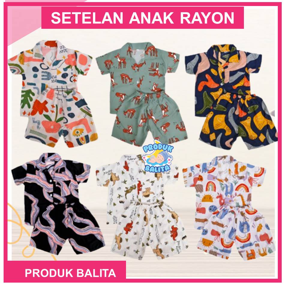 Setelan Rayon Anak Usia 1- 5 Tahun One Set Katun Rayon Premium Unisex Terlaris