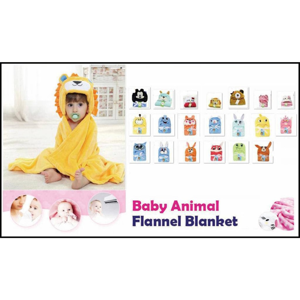 Selimut Topi Bayi Animal CarterLove Flannel Blanket