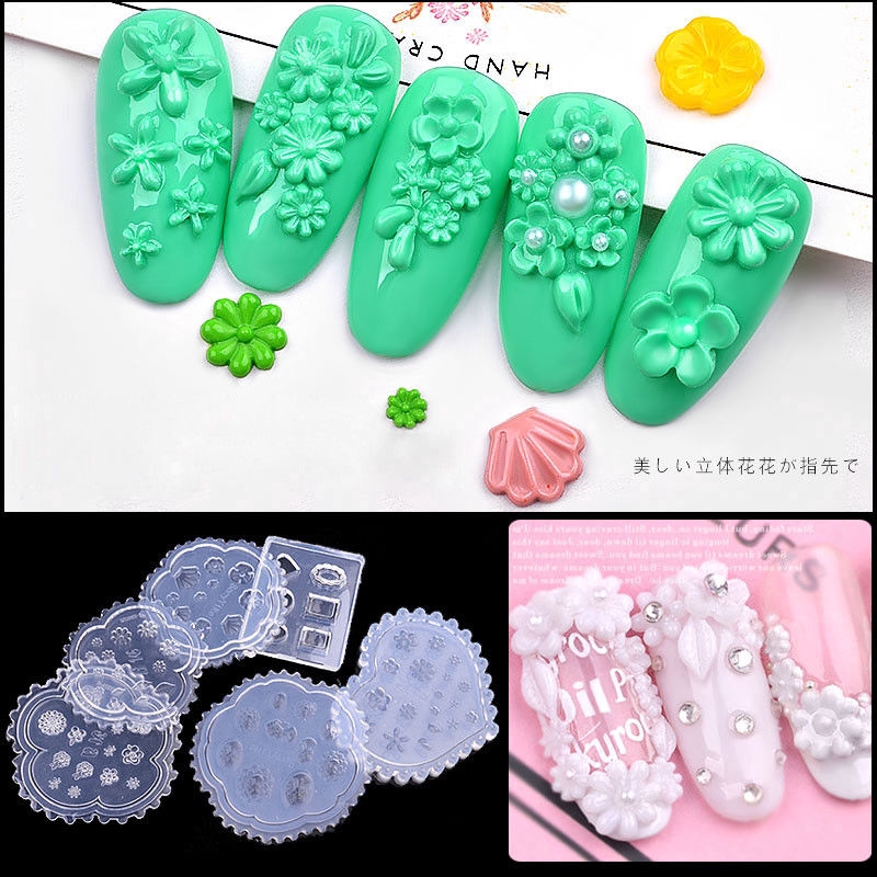 Cetakan Resin Epoksi UV Bentuk Bunga 3D Bahan Silikon Untuk Dekorasi Nail Art