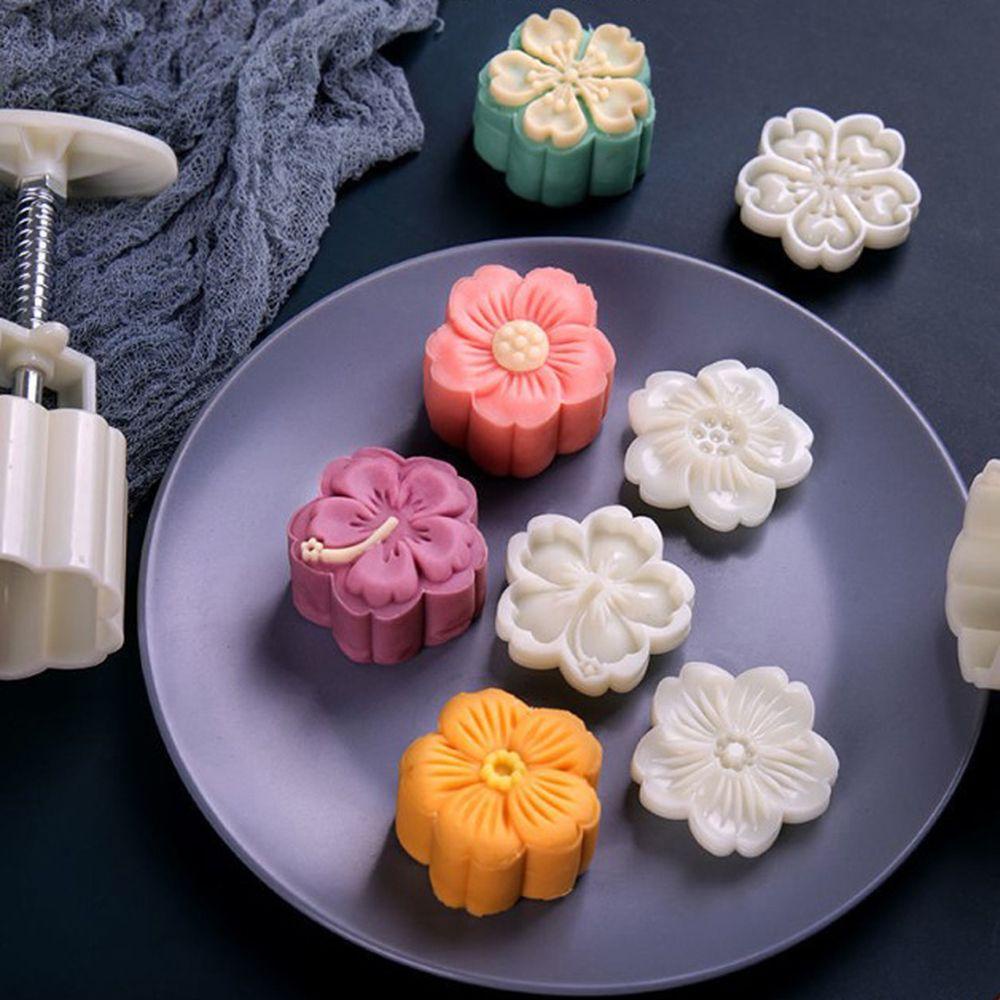 [Elegan] Es Kulit Cetakan Mooncake Bunga Sakura Kacang Hijau Kue Mid-Autumn Festival Moon Cake Cookie Mold Dapur Gadget Baking Aksesoris Tangan Ditekan Cetakan Mooncake