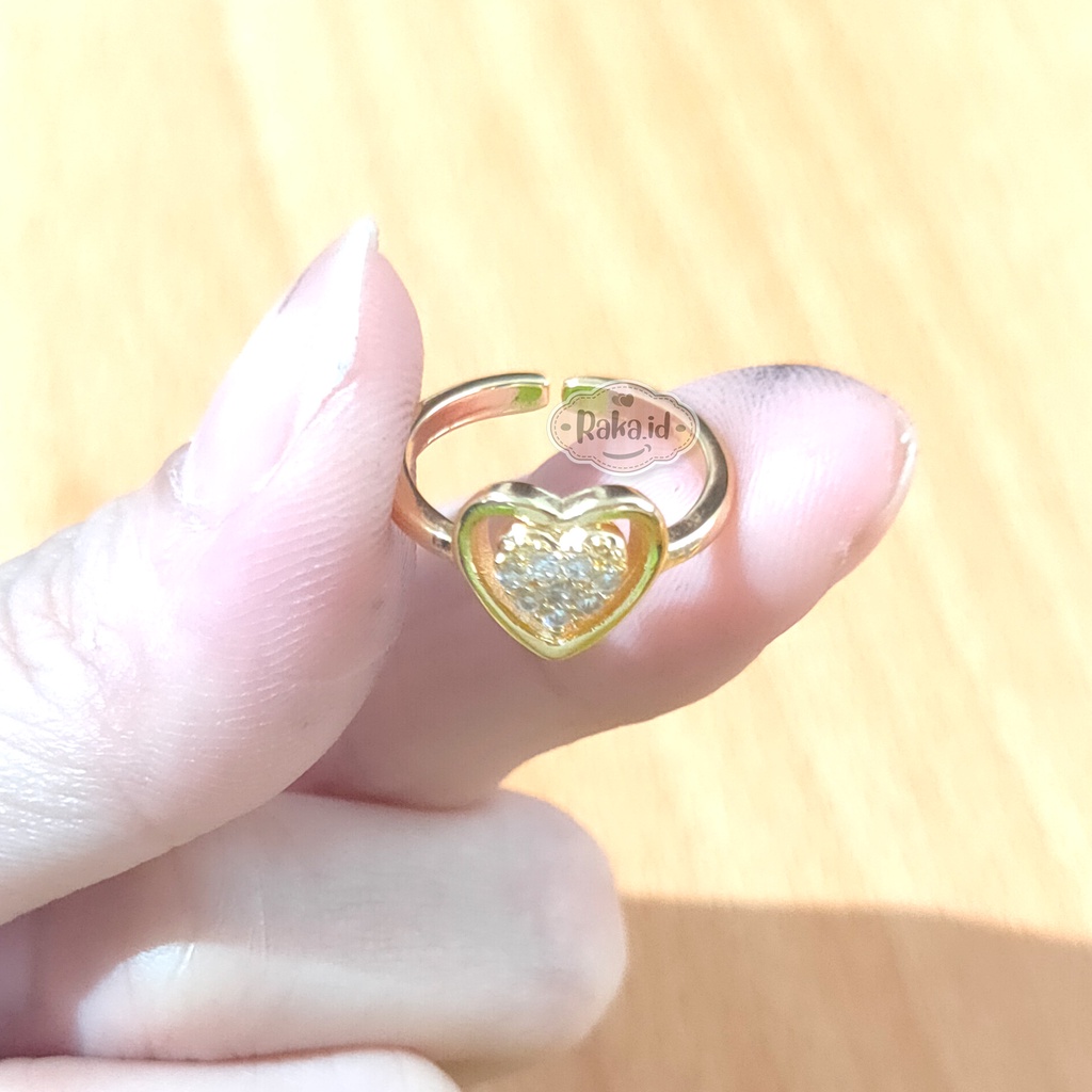 Cincin Anak Motif Love Tengah Gold Adjustable Perhiasan Anak 1000