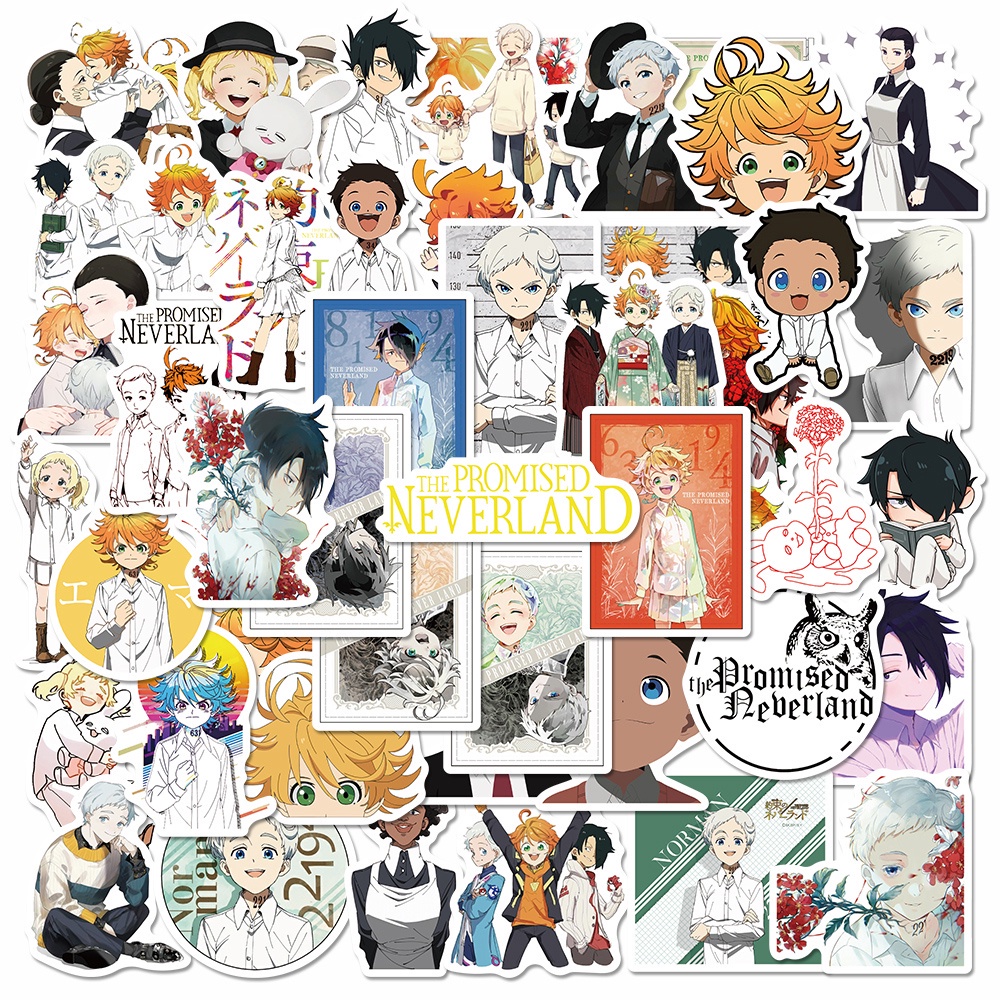 50 Lembar Stiker Desain Kartun Anime The Promised Neverland Anti Air Untuk Laptop