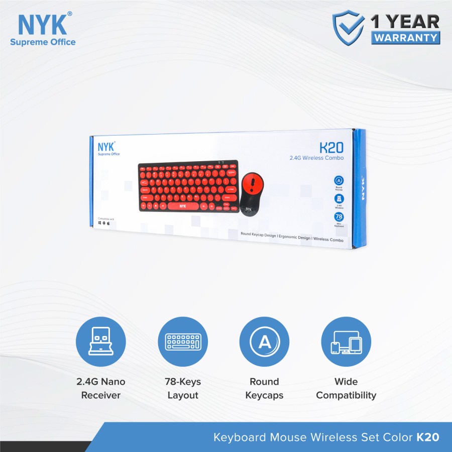 NYK K20 Keyboard Membrane Wireless Mouse Optical Dpi K20