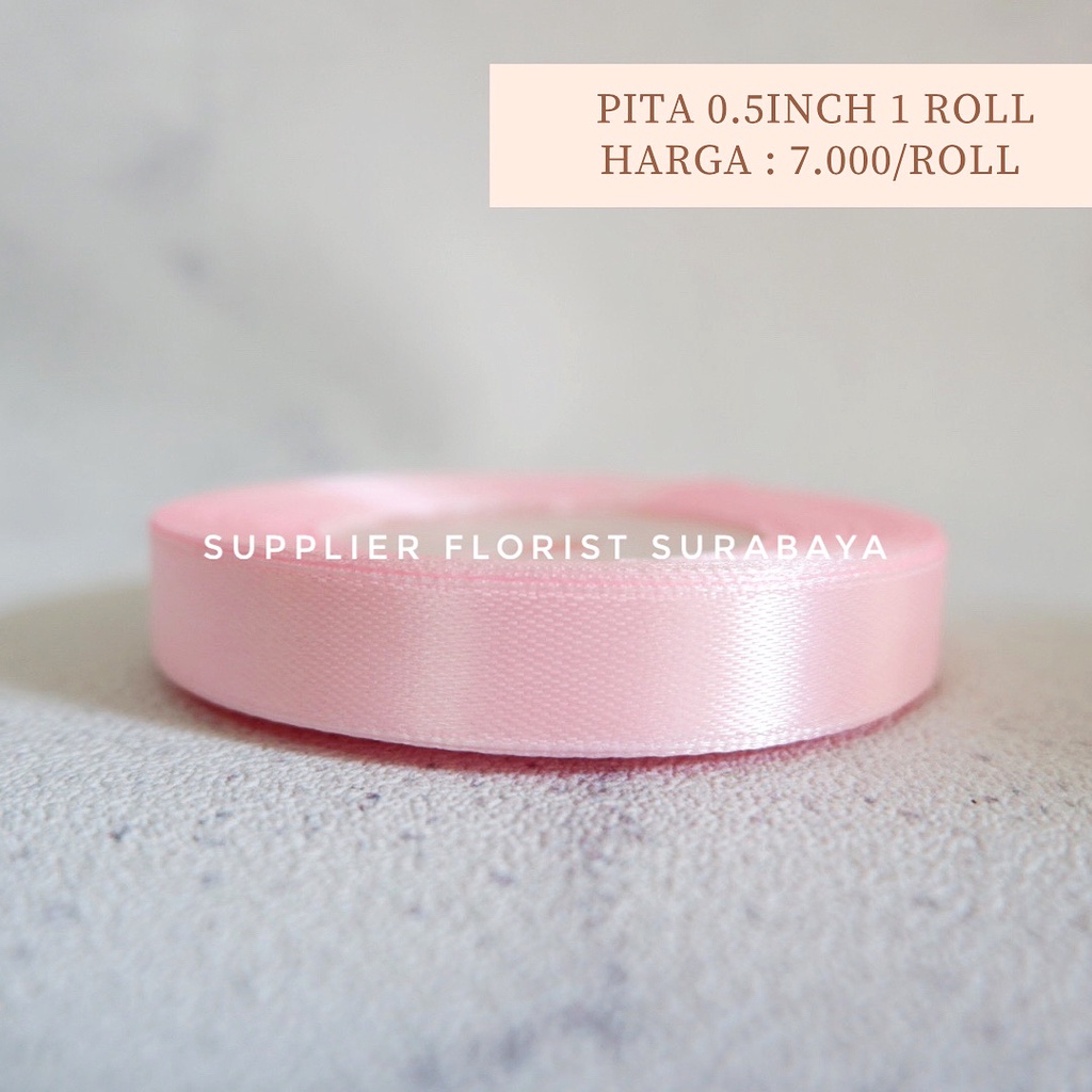 [HARGA PER ROLL] PITA SATIN 1/2 INCH 0,5 INCH 0.5 INCH 1,25CM 1.25CM 25YARD