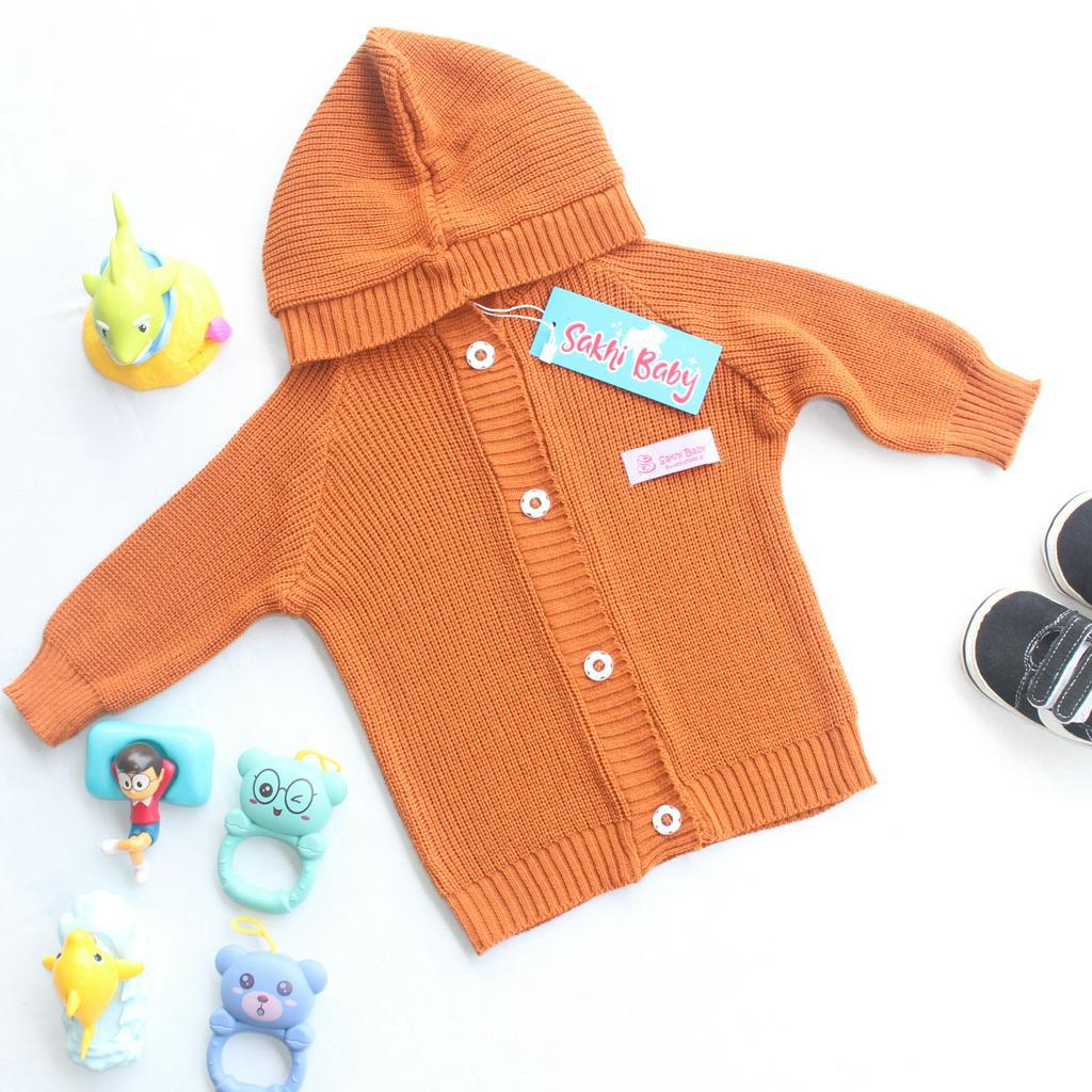 Sakhi Baby Jaket Sweater Hoodie Rajut Anak Laki Laki Perempuan Umur 1 Sampai 2 Tahun