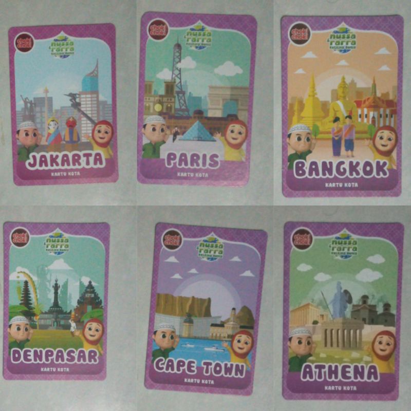 KARTU KOTA NUSSA RARA JAKARTA ATHENA PARIS CAPE TOWN BANGKOK DENPASAR
