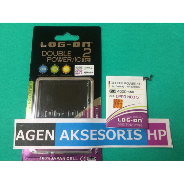 Batre Oppo Neo 5 A31W R1201 Baterai Log-On Double Power IC 4000mAh