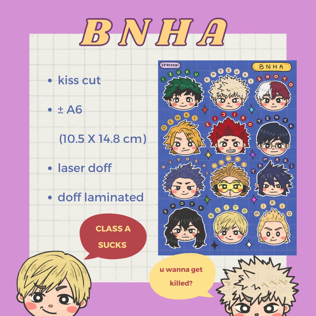 

Boku No Hero Academia (BNHA) Sticker Sheet A6 Kisscut - spaceeal
