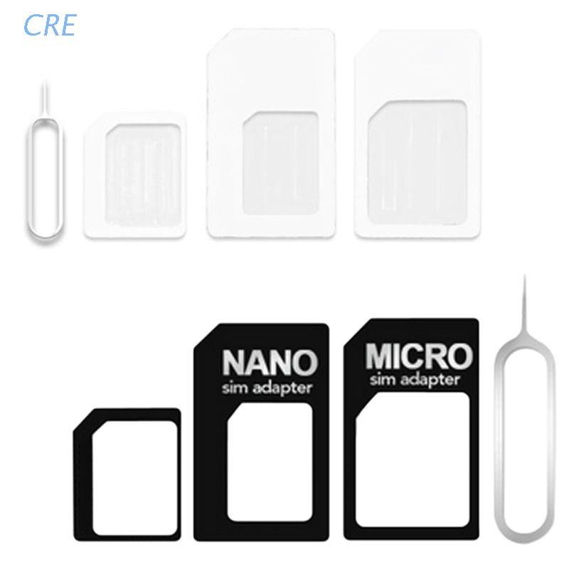 Cre 4 In 1 Adapter Konverter Nano Sim Card Ke Micro Standard Untuk Iphone Samsung 4g Lte Usb Wireless Router