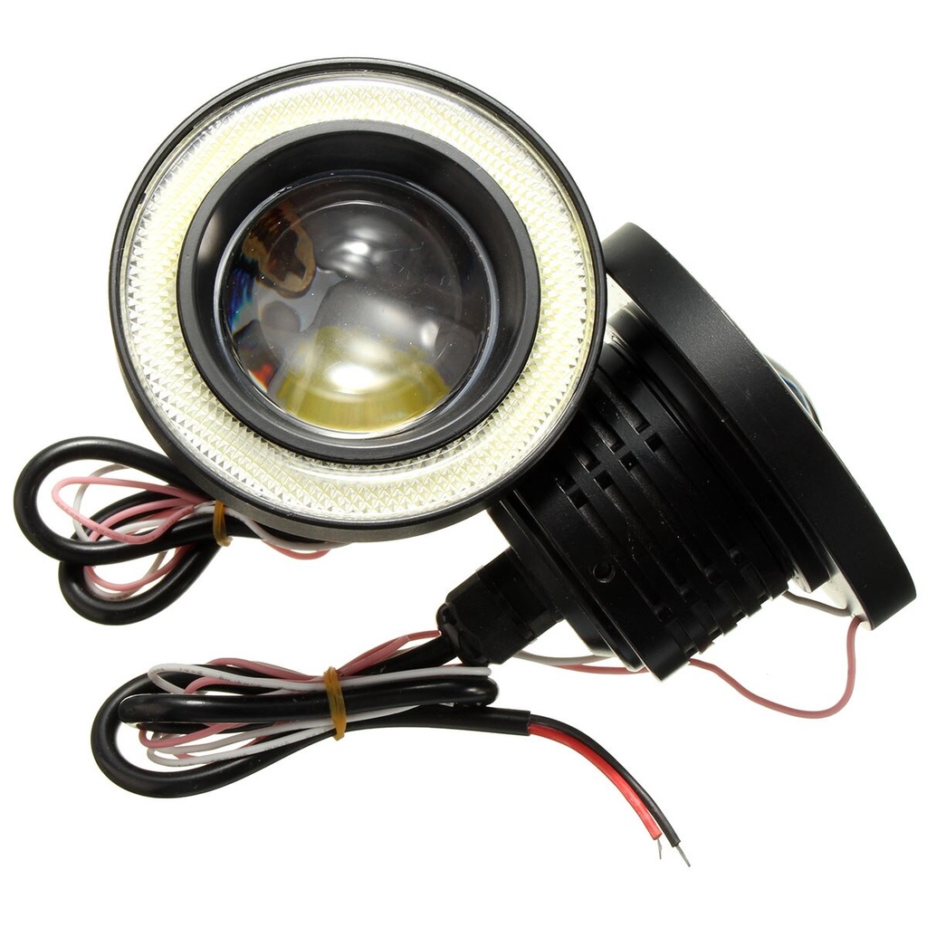 [BISA COD] Lampu Led Foglamp Angle Eyes 89mm Lensa Projector FOGLIGHT ANGEL EYES FOG LAMP LED Foglamp Mobil Universal