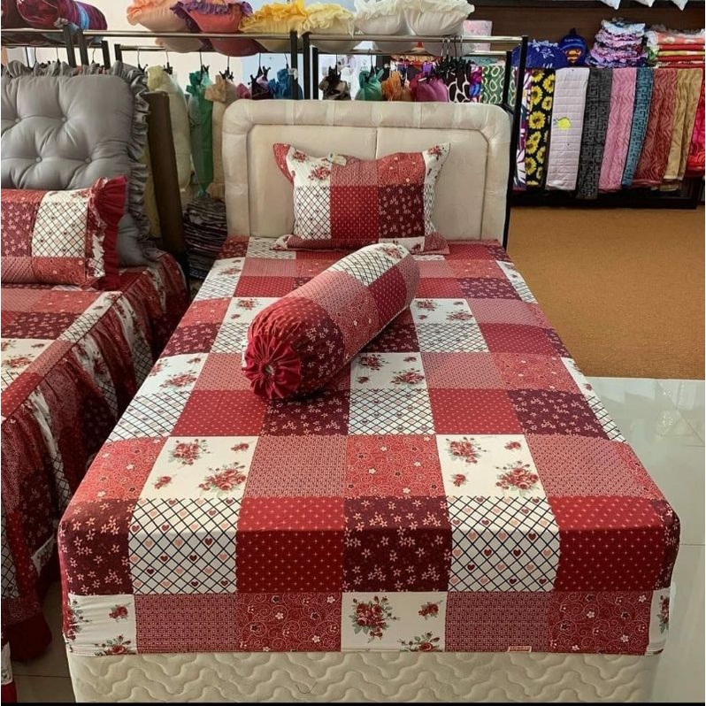 SORAYA SPREI KARET SINGLE BED MOTIF BUNGA DAN MININALIS SIZE 120X200X30CM