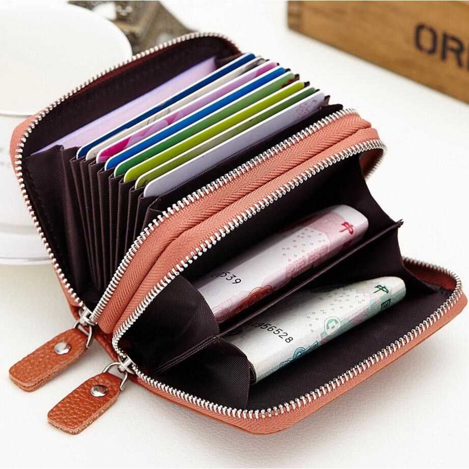 Dompet Kartu Nama dan Uang ATM Kulit Pria Wanita Wallet Card Cewek Mini Murah Asli Original OM22