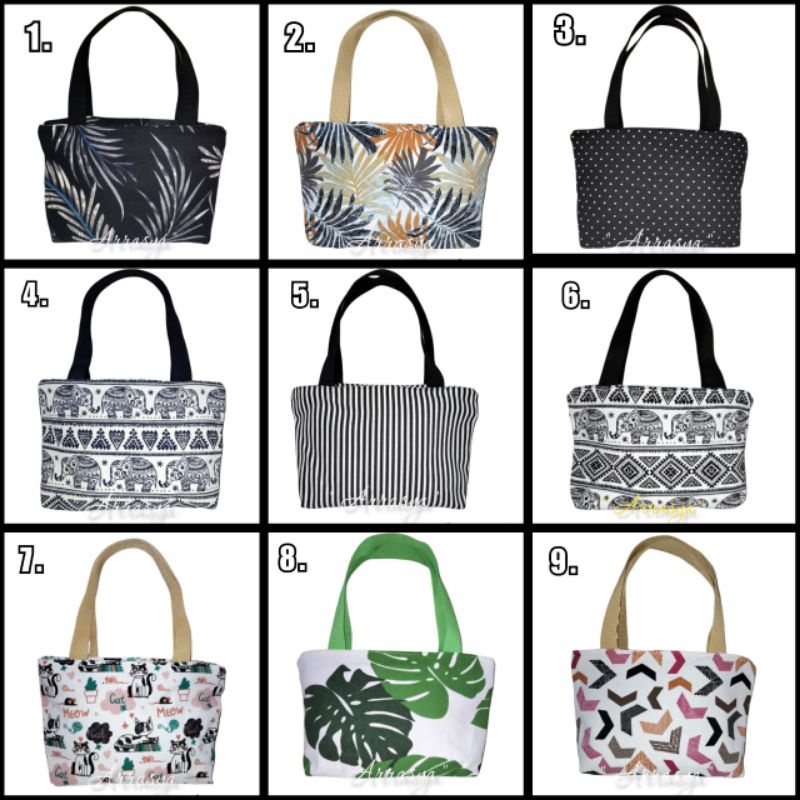 Tas Kanvas Serbaguna / Tas jinjing kanvas / Tas mukena / Tas kanvas ukuran 27x7x20cm