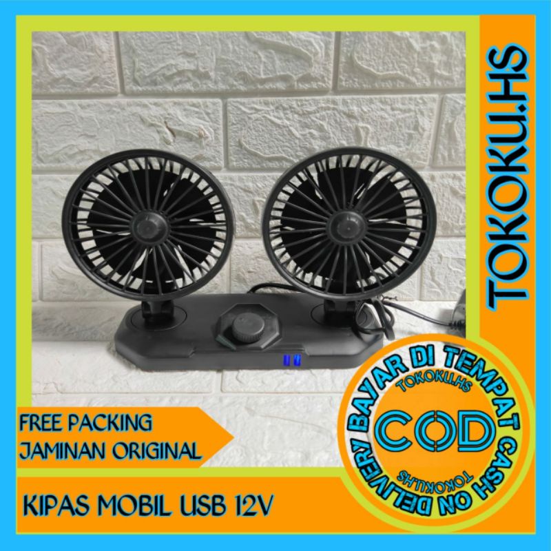 Kipas Angin Mobil Pick Up Truck Dengan USB Untuk Cas HP 12V - 24V COD Double Blower Car Fan Headed