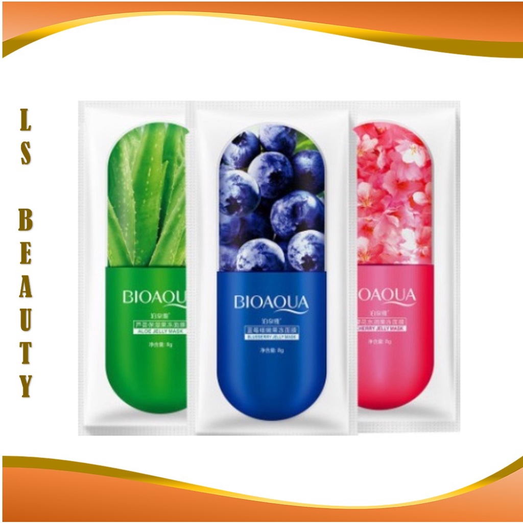 Masker Wajah Alami Jelly Mask Blueberry, Aloevera, Cherry LS