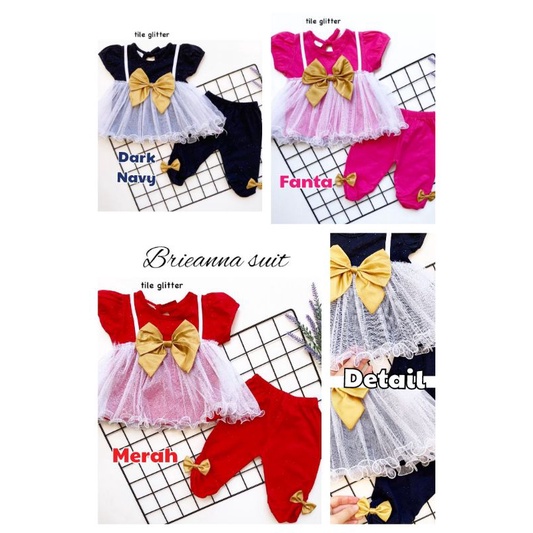 SETELAN CELANA TUTU BAYI 0-18 BULAN PREMIUM BRIEANNA TUTU SUIT / SETELAN DRESS TUTU GLITTER BLINK BLINK LEGGING BAYI PREMIUM