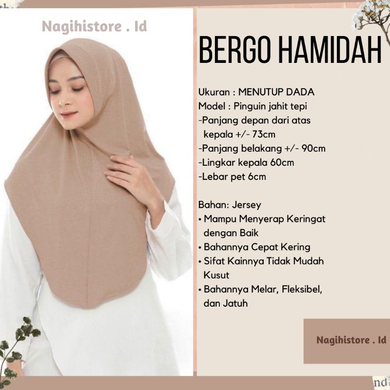 ✨NAGIHI✨ Bergo Hamidah / Bergo Jersey menutup dada / Hijab jersey