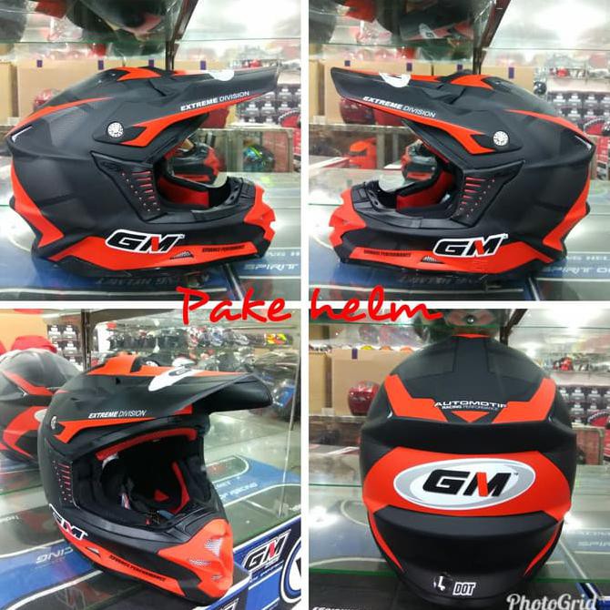 GROSIR HELM CROSS GM OCTAR BLACK RED DOFF EKONOMIS