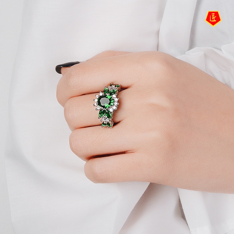 [Ready Stock]Emerald Women's Ring Creative Fashion Accessories