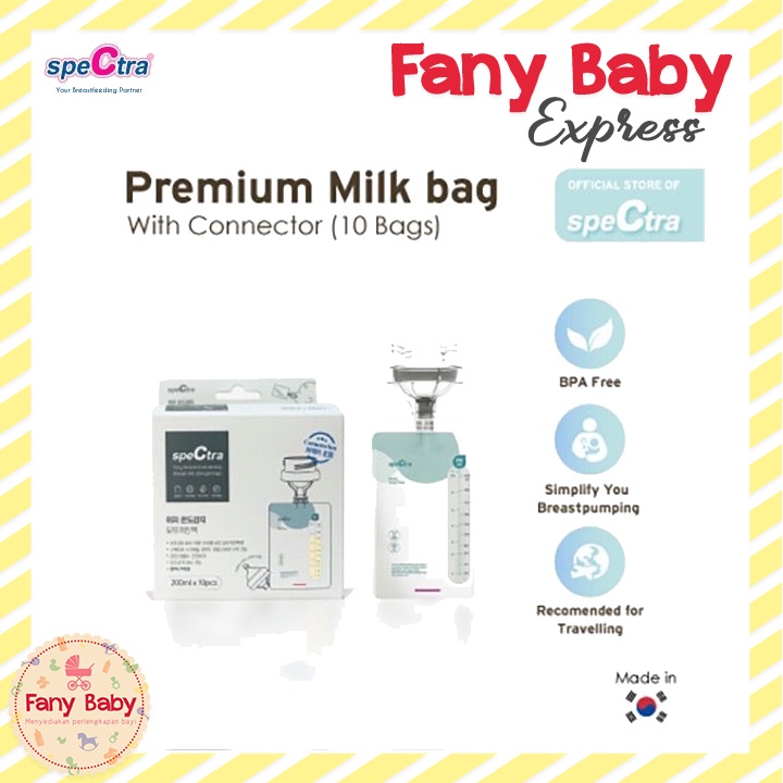 SPECTRA PREMIUM MILK BAG STORAGE 200ML X 10PCS WITH CONNECTOR