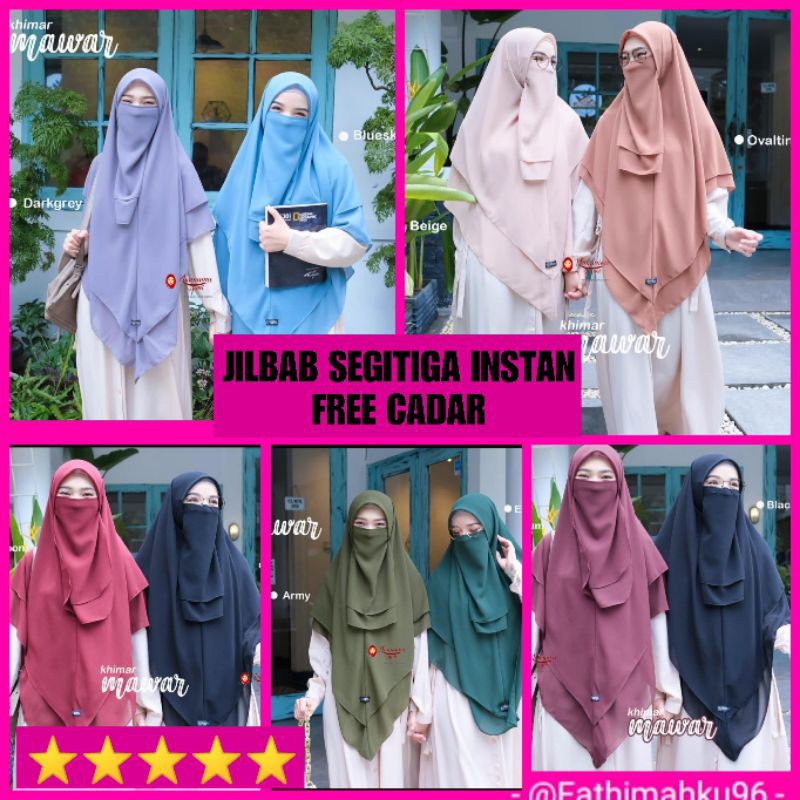 JILBAB SEGITIGA INSTAN/KHIMAR SEGITIGA BOLAK BALIK/Khimar Mawar/JILBAB JUMBO FREE CADAR PREMIUM