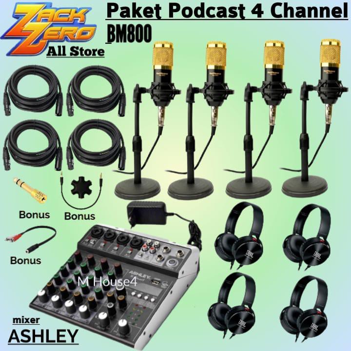 PAKET PODCAST 4 ORANG TERLENGKAP MIC BM 800 MIXER ASHLEY AUDIO RECORDING