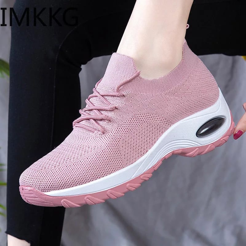 Sepatu Sneakers Casual Wanita Spatu Sneaker Kasual Running Modis Keren Lucu Warna Pink GS40