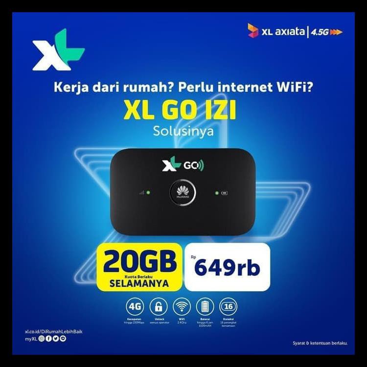 Mifi Modem Wifi 4G Huawei E5573 Xl Go Free 60Gb 60Hari Best Seller - Putih