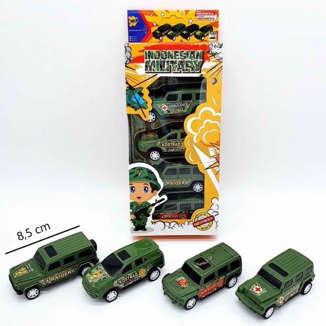 Mainan mobil set 4 Indonesian military inmi mainan mobil set pullback toys