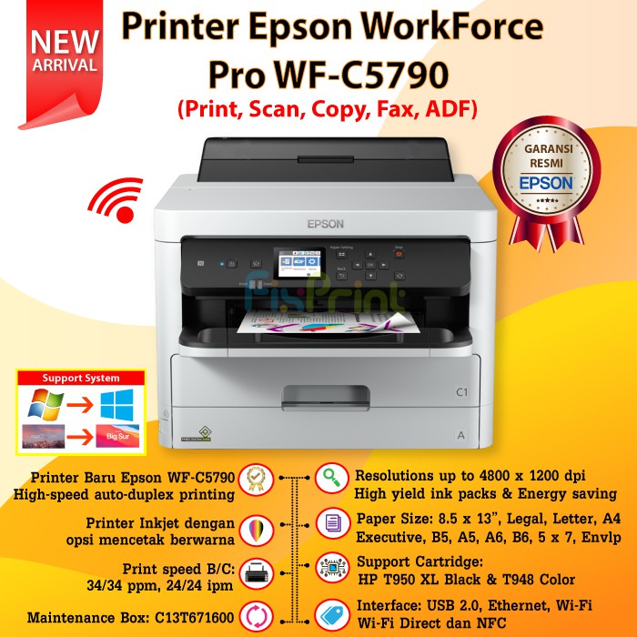 Printer Epson Workforce Pro WF-C5790 WFC5790 WF C5790 Wireless Duplex