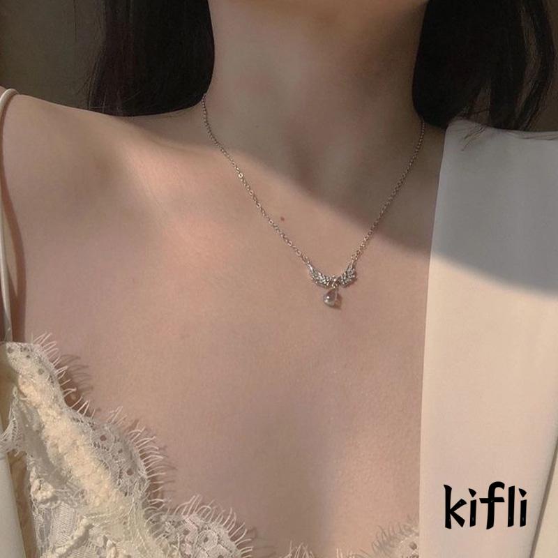 Kalung Rantai,Desain Sayap Malaikat Bahan Alloy,Untuk Wanita