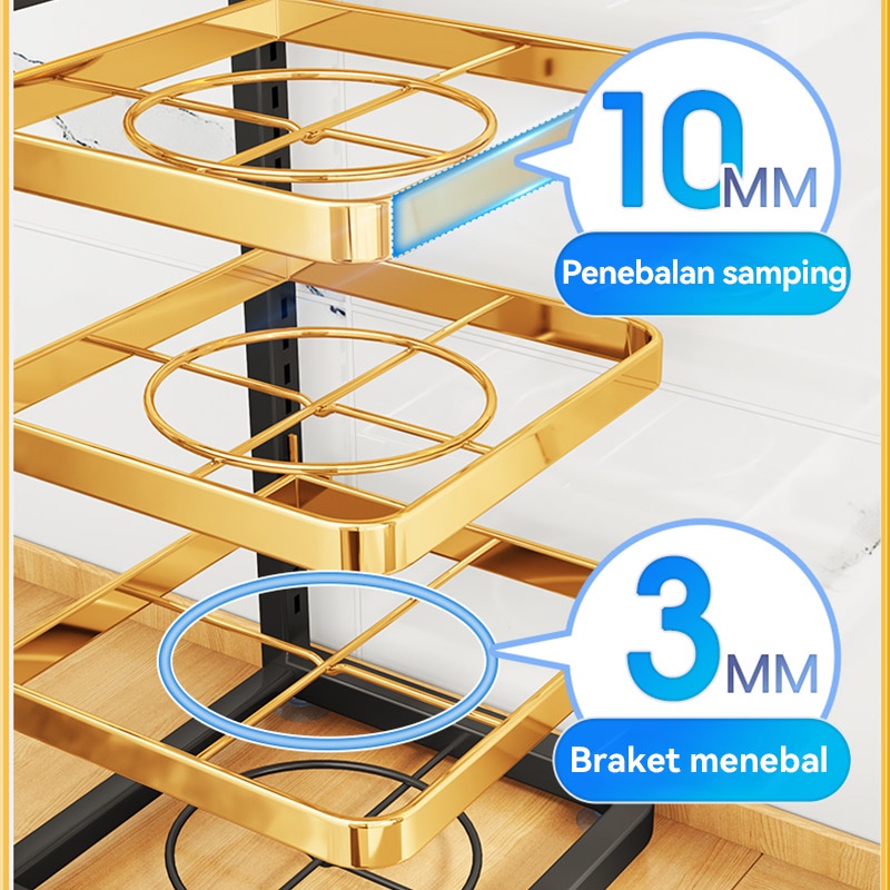 Dapur Di Bawah Rak Rak Pot Rak Panci Susun Rak Bawah Wastafel Rak Dapur Stainless Steel (3/4/5 Tingkat)