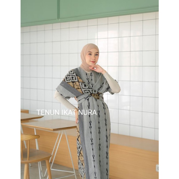 ( READY STOK ) DRES RANIA Abu Couple Tenun Lebaran Baju Kondangan