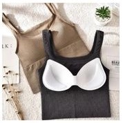 KOREAN TANKTOP KNIT DENGAN CUP BRA - BRA SPORT GYM TERBARU ALL SIZE