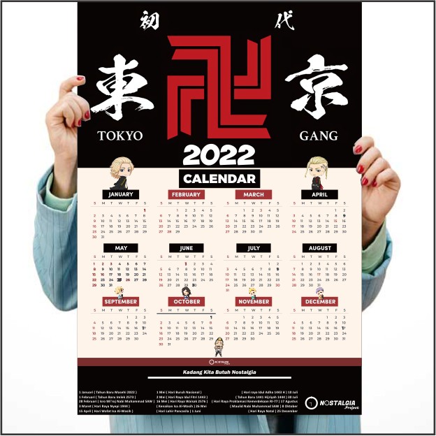 Poster Anime Terlengkap A3 - Kalender Anime 2022 Kimetsu no Yaiba Demon Slayer Tokyo Revengers Genshin Impact Haikyuu Jujutsu Kaisen-Tokyo Revengers A