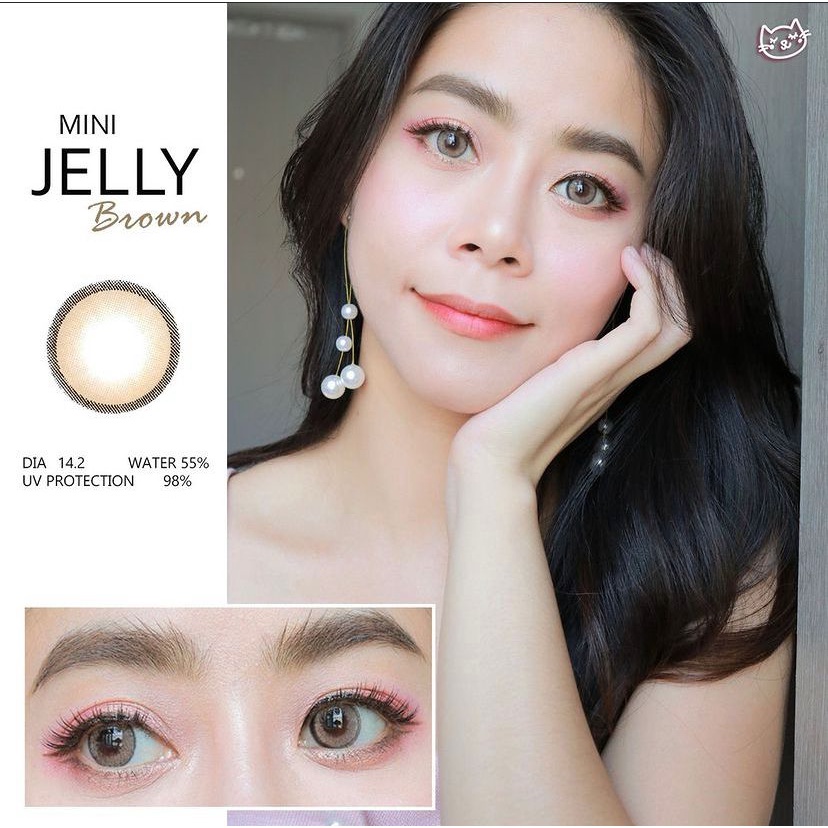 Original Softlens Kitty kawaii Mini Jelly Brown Gray Grey Normal/Minus/Beda min (0.00 - 6.00)