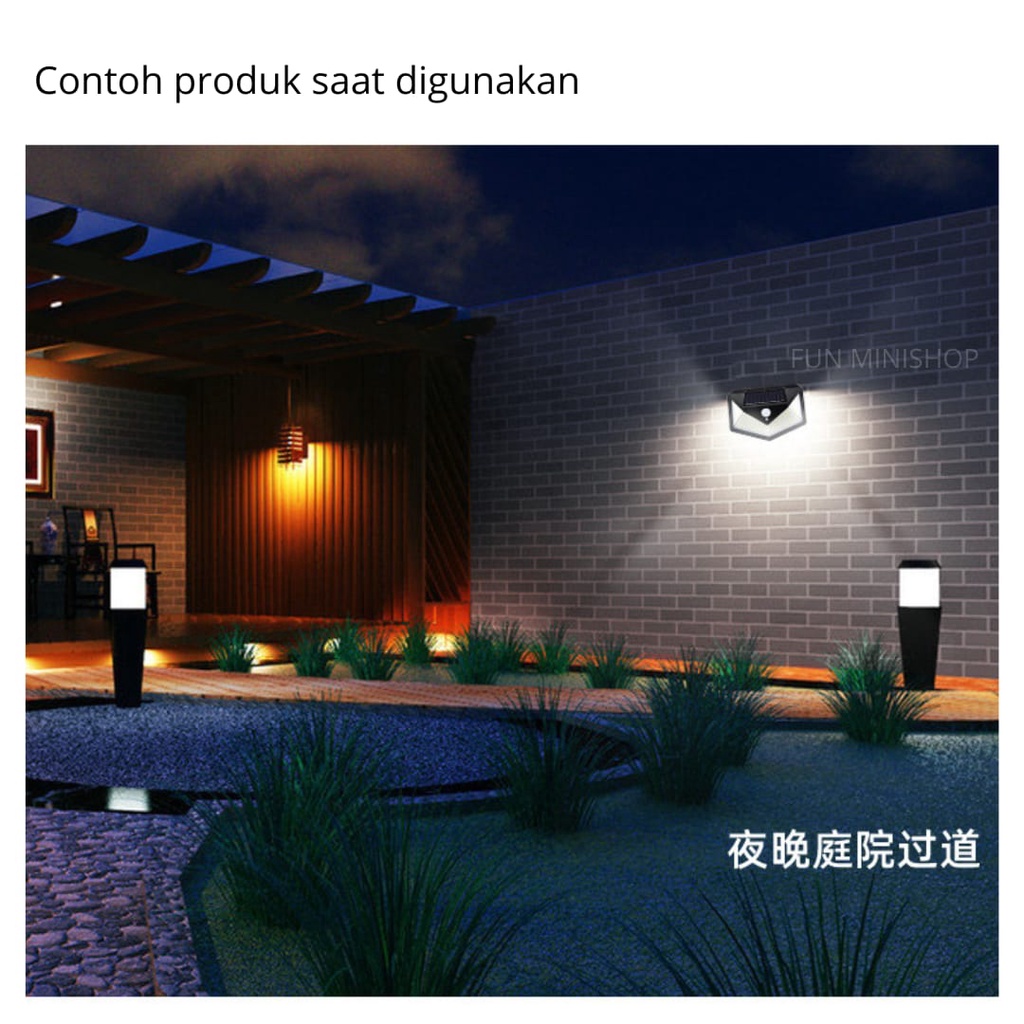 LAMPU SOLAR CELL 100 LED LAMPU TAMAN OUTDOOR 100LED LAMPU DINDING 100 LED SENSOR GERAK