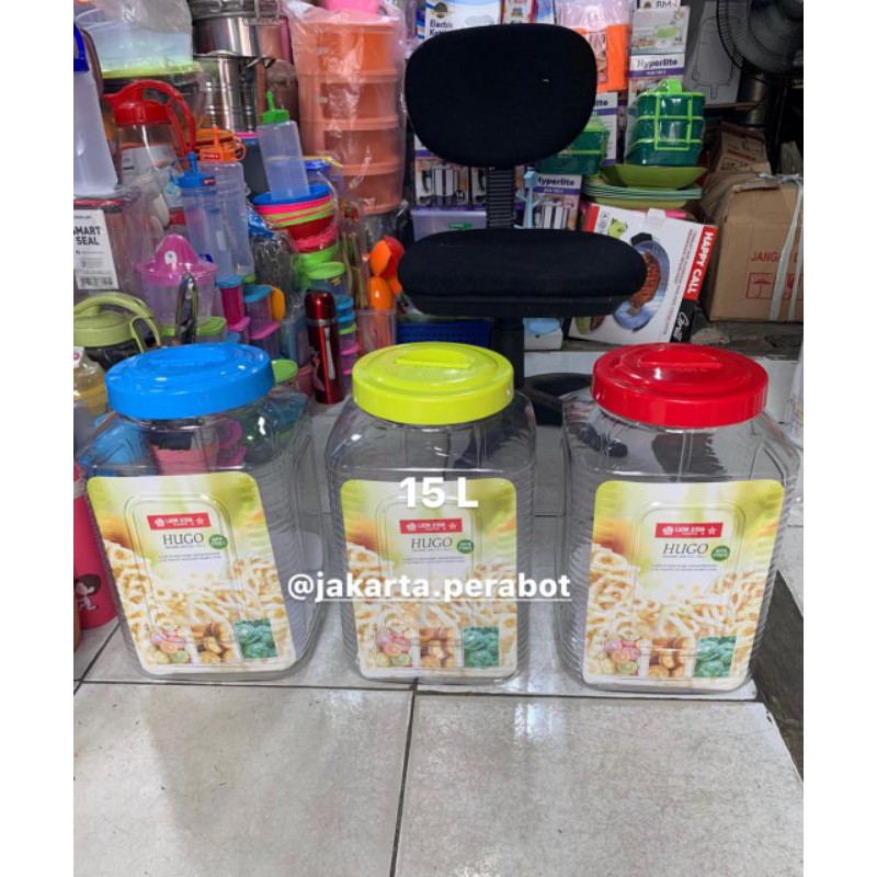 Lion Star-Toples Makanan 15 Liter/Toples Kerupuk/Toples Asinan/Toples Serbaguna (Kedap Udara)