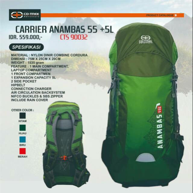 Tas Carrier Co-Trek Anambas 60 Liter Original Free Rain Cover Cotrek