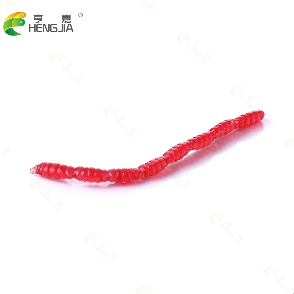 Hengjia 50pcs / Set Umpan Pancing red Earthworm Fishing Lure Bentuk Cacing Tanah Imitasi Ukuran Soft Baits 4cm / 8cm Fake Baits