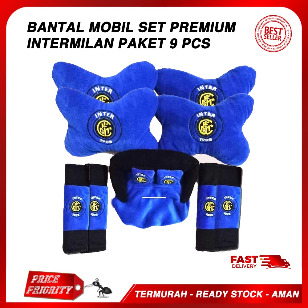 AKSESORIS BANTAL MOBIL MOTIF INTERMILAN INTER MILAN SET 9PCS BANTAL JOK