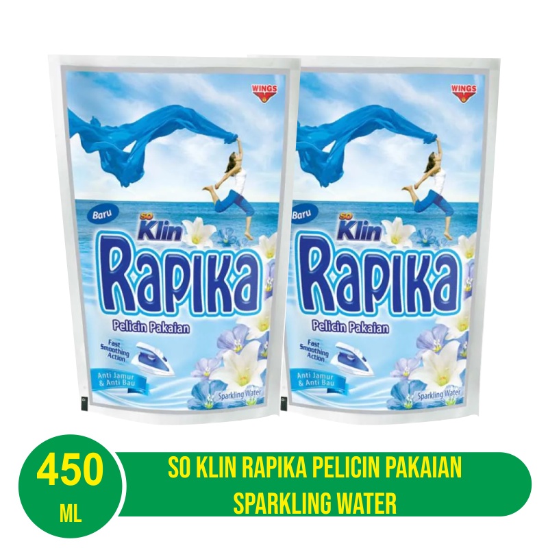 Rapika Pelicin Pakaian Sparkling Water / Cool Blue Refill 450ml - 2 pcs